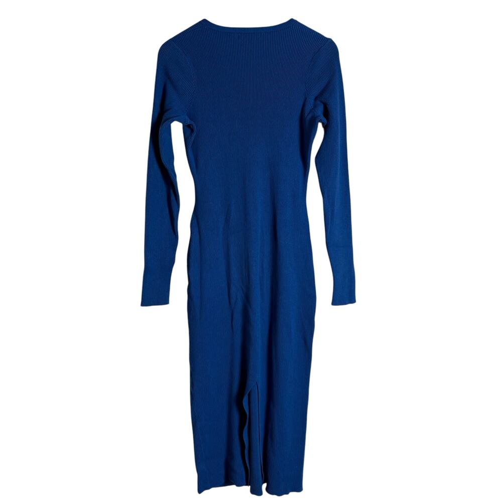Great Jones Cobalt Blue Ribbed Knit Long Sleeve Sweater Midi Dress Size Large - Picture 11 of 12